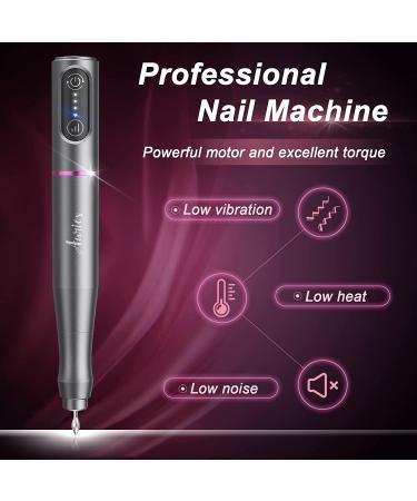 Auriox Cordless Nail Drill | Rechargeable Electric Filer Machine with Ceramic Bit | 2 Rotations for Acrylic, Polish, Gel Nails (Gray) - Buy Online on GoSupps.com