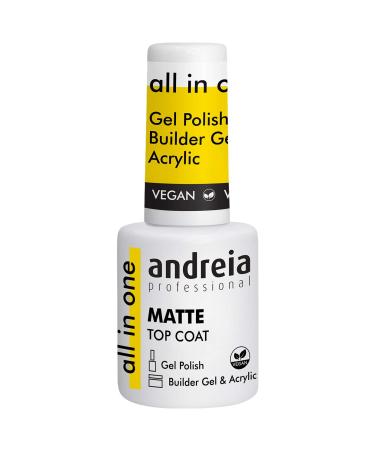 Andreia Professional Matte Top Coat for Gel Polish and Acrylic - Matte Finish Gel Nail Polish for Top Coat - for Builder Gel and Acrylic - 10.5 ml