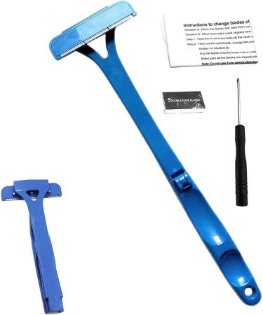 Back Razor with Long Handle for Men | Portable Manual Body Hair Cutter | Fast Trimming & Easy Hair Removal - Blue - Buy Online on GoSupps.com