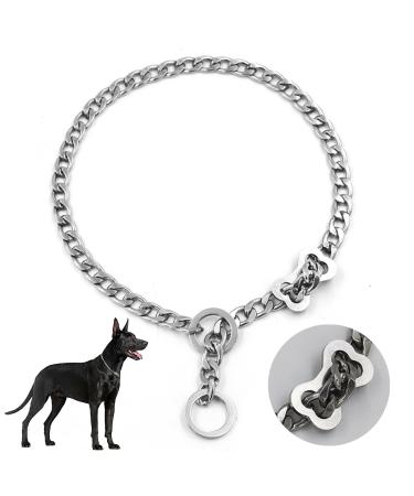 Stainless steel dog collar adjustable dog collar P-chain dog collar for dog walking (M (54cm / 21.3in))