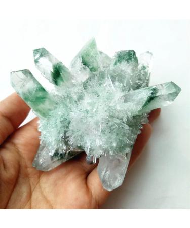 Crystal Rough Crystal 250g Green Ghost Cluster Crystal Stone Clear Quartz Crystal Cluster Natural Ghost Quartz Cluster Specimen Suitable for Home Office Decoration - Buy Online on GoSupps.com