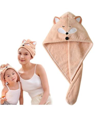 Cysocool anti-frizz children microfiber hair turban with button girl quick-drying hair dryer towel turban soft hair towel absorbent twisted turban head towel hat for all hair types S-girl pink fox - Buy Online on GoSupps.com