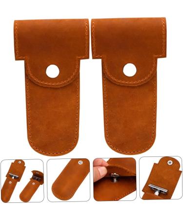 Beavorty Leather Razor Storage Bag - 2-Piece Protective Cover for Men's Grooming & Hairdressing Accessories - Buy Online on GoSupps.com