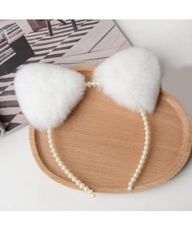 amangul Womens Animal for Ears Hair Hoop Pearl Headband Kitten Ears Hairband Halloween Party Hair Hoops Anime Cosplay Fancy(1) - Buy Online on GoSupps.com