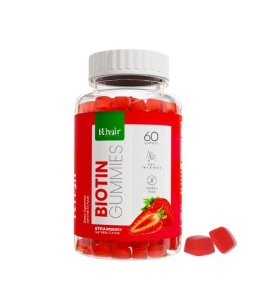 Khair Biotin Gummies for Adult - 5000 mcg - Vegetarian - Non GMO Gluten Free & Gelatin Free - Biotin Gummy Halal Vitamins for Hair Skin & Nails - 60 Gummies