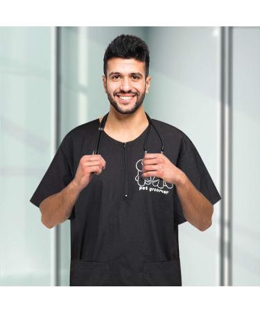 No Lifting Short-Sleeved Waterproof Pet Grooming Uniform for Men - Antistatic 2 Pockets Size M - Ideal for Dog Groomers & Cosmetologists (Pack of 1) - Buy Online on GoSupps.com