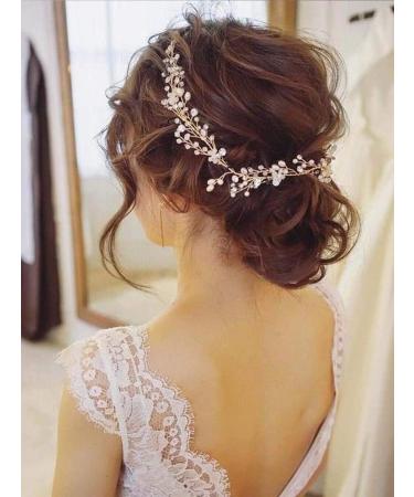 Handcess Bride Wedding Crystal Hair Vine Pearl Silver Headpiece Rhinestone Bridal Hair Accessories for Women and Girls (Silver) - Buy Online on GoSupps.com