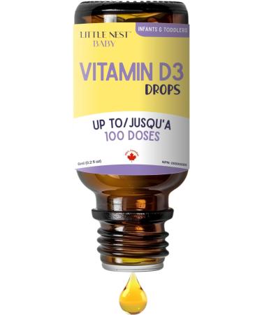 Little Nest: Baby Vitamin D3 Drops 400 IU per Dose | Natural & Clean Formulation for Infants & Toddlers | 100 Day Supply - Buy Online on GoSupps.com