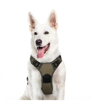 Eagloo dog harness Large dogs anti -train dog harness with reflex strips and control adjustable and adjustable dish Dog large chest harness for labrador brown XL XL (1 Pack) brown