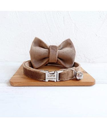 Personalized Cat Collar with Engraved Name & Phone Number for Small Pets | Brown | Bell Included - Buy Online on GoSupps.com