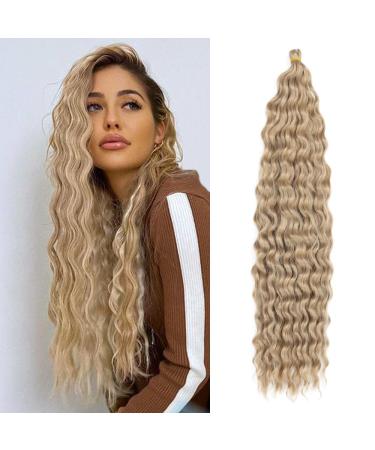 DSoar 22 inches 3 Packs deep twist crochet hair ocean wave curly bohemian crochet braids deep wave hair bundles synthetic hair extensions for women girls 22inch 24#