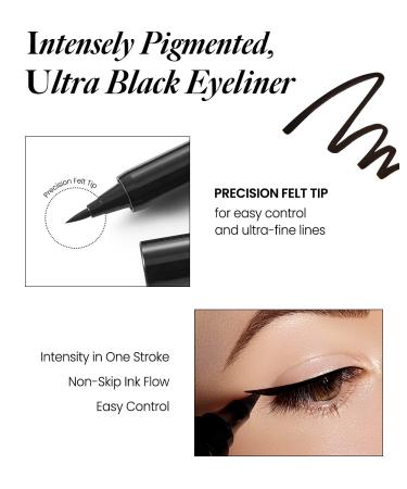 SON&PARK True Black Liquid Eyeliner | Precise Felt Tip | 24hr Smudge Proof | Quick Drying | Satin Finish | Korean Makeup - Buy Online on GoSupps.com