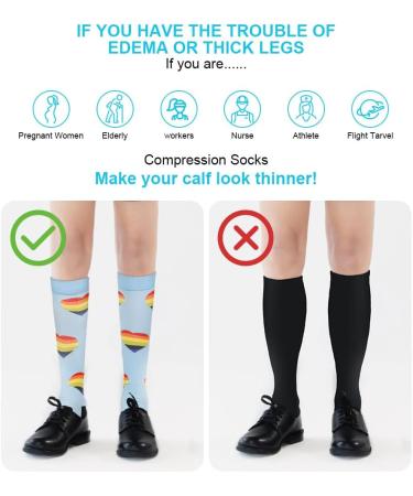 ACWOO Compression Socks 6 Pairs for Women & Men - Colorful Long Tube Non-Slip Flight Running Sports Socks - S-M Multi-color - Buy Online on GoSupps.com
