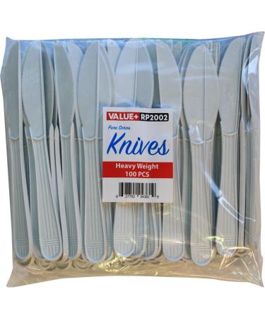 Value Plus (1000 Count) White Disposable Knife Heavy Weight Polypropylene Cutlery for Birthday Party Picnic Barbecue Ideal for Office & Take Away - Buy Online on GoSupps.com