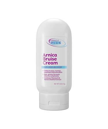 Miracle Plus Arnica Bruise Relief Cream 4oz - Natural Homeopathic Lotion for Bruising, Swelling & Discoloration with Vitamin K & Horse Chestnut - Skin Care Solution - Buy Online on GoSupps.com