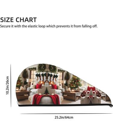 Farmhouse Christmas Coral Velvet Dry Hair Cap | Ideal for Home Travel Pool Parties & More - Buy Online on GoSupps.com