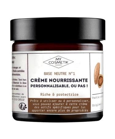 MY COSMETIK Nourishing rich and protective cream - 100% customizable - Cosmos Organic certified - Neutral base rich in Aloe Vera shea butter and sweet almond oil - MY COSMETIK - 100 ml