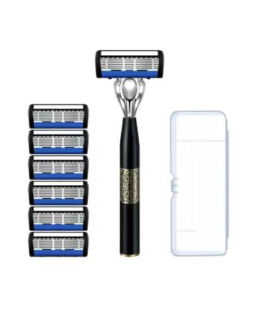Razor plane men and women Safety Razor with 6 replacement heads+box 7 LATIEN stainless steel handling wet razor Simple blade change razor razor for gentle shave