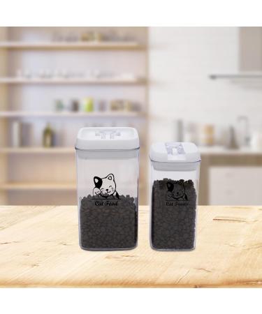 Cat Food and Treats Containers Set with Scoop for Cats - Vintage White Powder-Coated Carbon Steel - Tight Fitting Lids - Storage Canister Tins - Buy Online on GoSupps.com