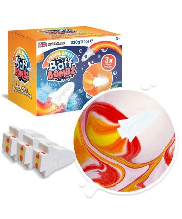 3 x Large Rocket Bath Bombs from Zimpli Kids  Flame Special Effect Bath Bombs for Children  Handmade Bubble Bath Fizzies Gift Set  Birthday Gifts for Boys & Girls age 3+  Montessori Toys  Bath Toy 3 x Rocket