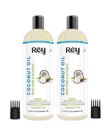 Cold Pressed Coconut oil for hair and skin - 100% Pure & Natural Hair Oil (400ml) - (200ml x 2) 6.76 Fl Oz (Pack of 2)
