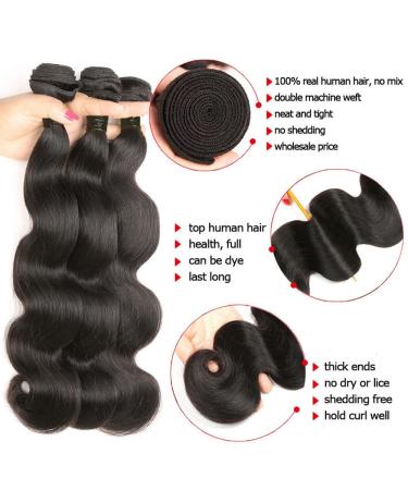 10A Brazilian Virgin Human Hair Bundles - Body Wave 14 16 18 Inch - Natural Color 3 Bundles - Buy Online on GoSupps.com