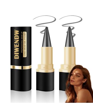 2PCS Black Gel Eyeliner Set Waterproof Eyeliner Pencils Pen Long Lasting Smudge Proof Gel Eyeliner Pen Cream Eye Liner Pen Gothic Halloween Daily Eyeshadow Stick Makeup for Women