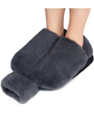 Adult foot warmers Heat bottle Feet 2 in1 ultra-like foot warmers with foot heat bottle foot warmer hot water bottle with plush cover winter footheeck heating mat for women/men/jugs (L (42-46) gray) L (42-46)