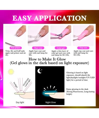 Glow in the Dark Gel Nail Polish Set - Neon Fluorescent Bright Colors with Luminous Effect | 12PCS - Buy Online on GoSupps.com