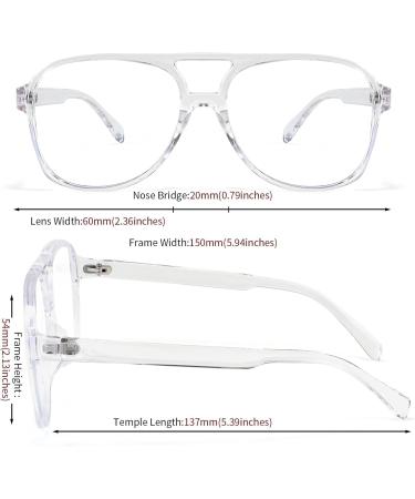 Feizedy Retro 70s 80s Blue Light Filter Glasses for Women & Men - 60mm Blue Light Blocking PC Gaming Glasses with Transparent Frame - Buy Online on GoSupps.com