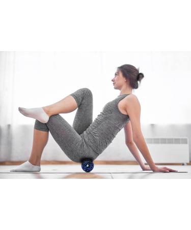 Ficyo Peanut Massage Ball & Scooter Roller | Rehab Yoga Crossfit Anti-Stress Back Pain Relief - Black/Blue - Buy Online on GoSupps.com