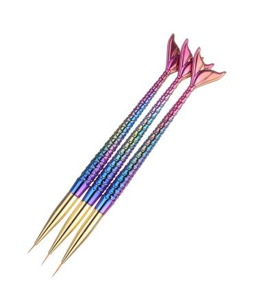 A Set of 3pcs 7mm 9mm 11mm Fish Tail Nail Art Liner Painting Pens Professional Gel Polish Tips 3D Design Manicure Drawing Tool Nail Art Beauty Kit Accessories Gold