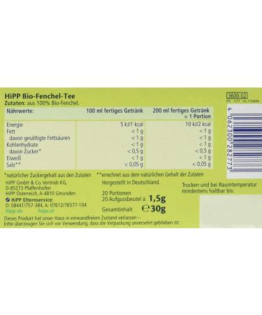HIPP Organic Fennel Tea for Babies (20 Bags) - Buy Online on GoSupps.com