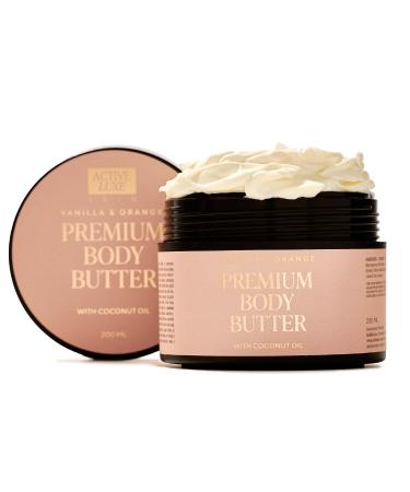 Active Luxe Premium Body Butter Beurre Corporel l huile de coco beurre de karit & huile d amande Parfum orange et vanille Soin du corps pour peau s che 200 ml