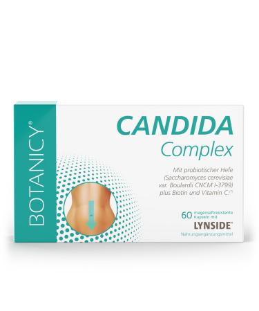 Botanicy Candida Complex - 60 capsules - at Candida Albicans - Vitamin C Biotin probiotic yeast mushroom capylic acid grapefruit & garlic extract 60 pieces (1 Pack)