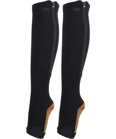 Compression Stockings with Zipper for Men & Women - Knee-High Open Toe Medium-Caliber Steady Support for Varicose Veins (XXL) - Buy Online on GoSupps.com