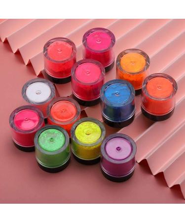12 Colors Fluorescent Nail Powder - UV Reactive Neon Pigment for Halloween Nail Art | DIY Manicure Tool - Buy Online on GoSupps.com