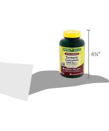 Spring Valley Turmeric Curcumin 1500mg Dietary Supplement with Luall Sticker - 90 Capsules - Buy Online on GoSupps.com