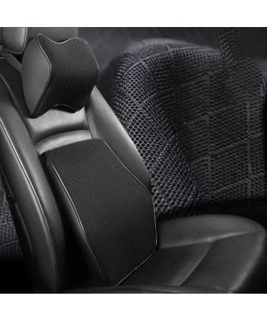 Bonzea Memory foam Naked pillow lumbar cushion for Jaguar XJ L 5 Seats 2010-2018 PU leather back support pillow for back relief C (Breathablle mesh style) normal C (BreatAdable mesh style))