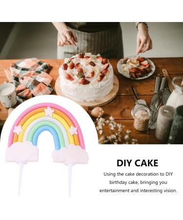 Rainbow Cake Topper Soft Pottery Rainbow Cake Decorations Colorful Rainbow Cupecake Topper personalized Cake Topper Happy Birthday Cake Toppers Birthday Party Decorations Supplies(Multicolor) - Buy Online on GoSupps.com
