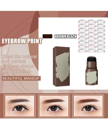 Brown Black Eyebrow Stamp Stencil Kit with 24 Reusable Thick & Thin Brow Stencils - Pomade Eyebrow Shaping Definer Set - Buy Online on GoSupps.com