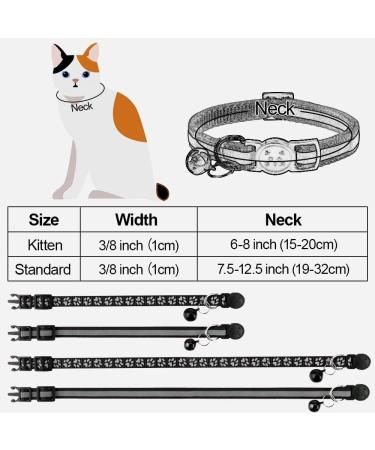 Taglory Reflective Cat Collar - 2 Pack Adjustable Black Collars with Safety Clasp & Bell for Kittens (15-20cm) - Buy Online on GoSupps.com