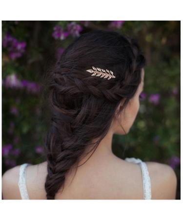 Inilbran Boho Leaf Hair Comb French Leaf Bridal Hair Comb Barrettes Vintage Olive Branch Hair Comb Headpiece Gold Leaf Headpiece Comb Decorative Side Comb Headwear Bride Wedding Hair Accessories