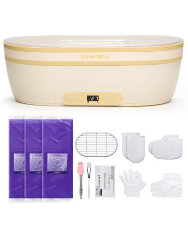 Memorism Paraffin Wax Machine for Hand and Feet, 2000ml Aluminum Pot for Hands + 4500ml Rubber Pot for Feet, Touchscreen Paraffin Wax Warmer includes 3lbs Wax, Moisturizing Paraffin Spa, Home Wax Kit