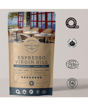 Virgin Hill Coffee - Organic Espresso Virgin Hill - Extra Bold Intensity & Extra Dark Roast - Three Quarters of a Pound of High-Grade Coffee Beans - 12oz / 340 grams Whole Bean 12oz. / 340 grams - Buy Online on GoSupps.com