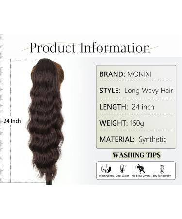 Hair Bun 24 Inch Synthetic Long Wavy Ponytail Drawstring Ponytail Extension Women Heat Resistant Fiber Hair Bun Hair Extension Hair Piece (Color : 1b) - Buy Online on GoSupps.com