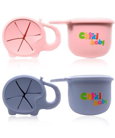 Chiki Baby Elephant Snack Cup | Spill Proof Silicone | Snack Catcher for Toddlers | Quartz Pink - Buy Online on GoSupps.com