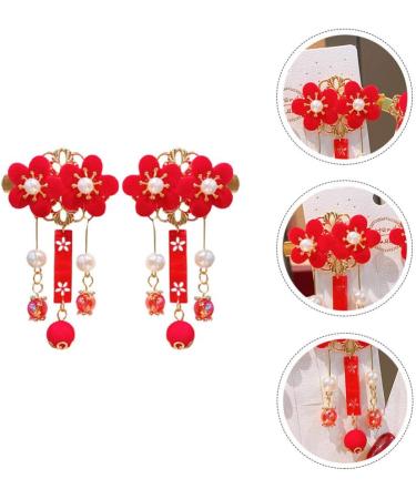 Lurrose Hanfu Headwear Cosplay Girl Chinese Flower Dangling Bead Hair Pin Tassel Hairpin Jewelry Vintage Hair Clip for Kimono Yukata Bride Geisha Antiquity 1 Pair - Buy Online on GoSupps.com