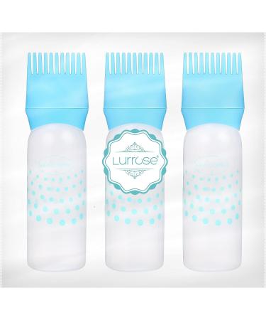 Lurrose Root Comb Applicator Bottle Set - 3pcs 6oz Squeeze Bottles for Salon Hair Coloring - Blue - Buy Online on GoSupps.com