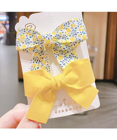 MYhose Children's Hair Clips - 2 Pack Retro Flower Bow Clips for Baby Girls - Yellow Alligator Hairpins - Buy Online on GoSupps.com